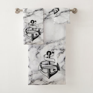 Marble Stone And Anchor Bath Towel Set