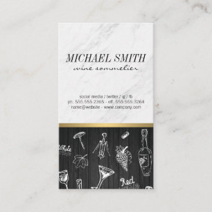Marble Stone and Wood Trim Wine Pattern Business Card