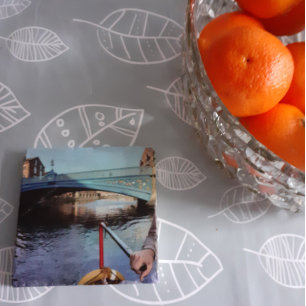 Marble stone canal themed coaster. coaster