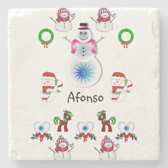 Marble Stone Coaster Christmas (Front)