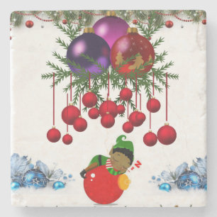 Marble Stone Coaster Christmas