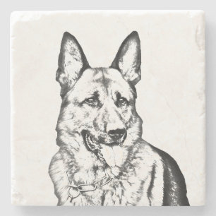 Marble Stone Coaster - German Shepherd