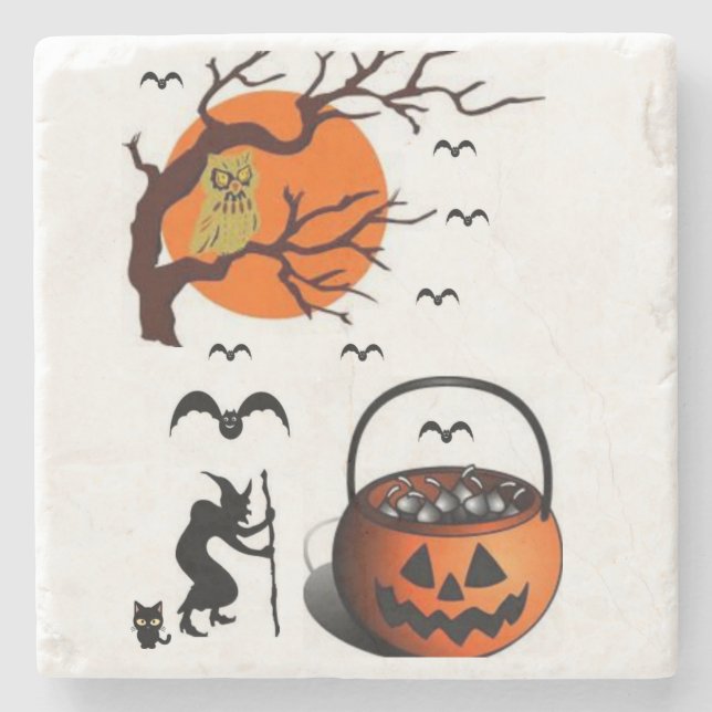 Marble Stone Coaster Halloween (Front)