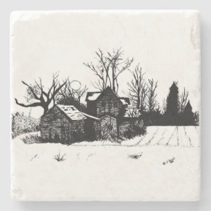 Marble Stone Coaster - Ink Winter Farmstead