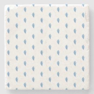 Marble Stone Coaster Job Blue Leaves 
