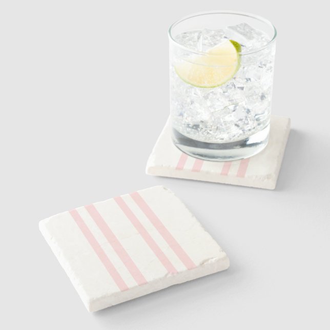 Marble Stone Coaster Pink & White Stripe  (Side)
