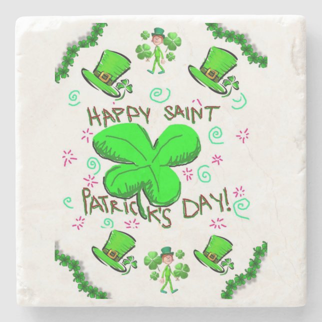 Marble Stone Coaster St. Patrick's Day (Front)