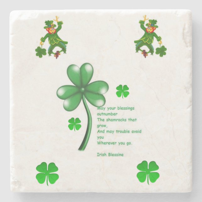 Marble Stone Coaster St. Patrick's Day (Front)
