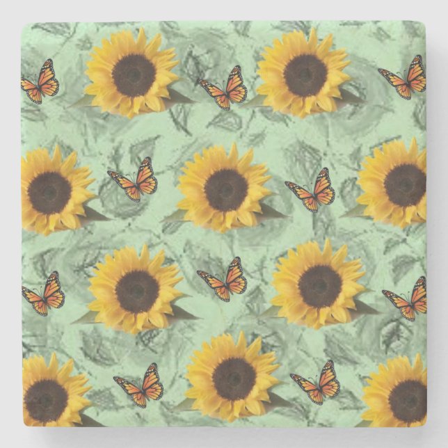 Marble Stone Coaster Sunflower (Front)