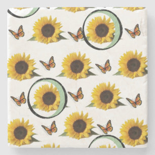 Marble Stone Coaster Sunflower