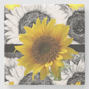 Marble Stone Coaster Sunflower