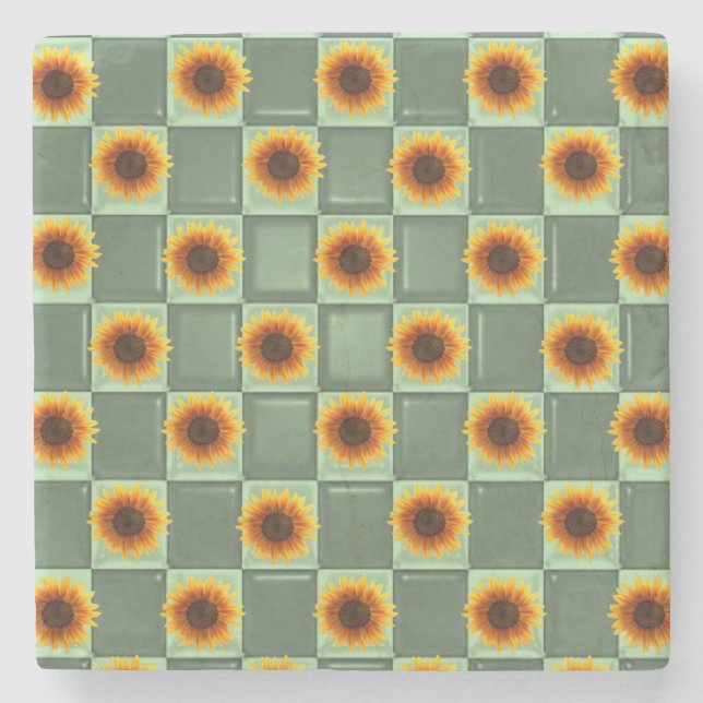Marble Stone Coaster Sunflower (Front)