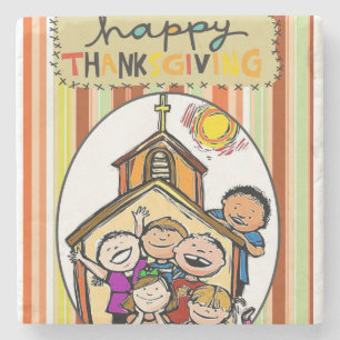 Marble Stone Coaster Thanksgiving