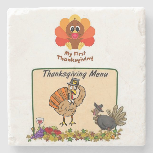 Marble Stone Coaster Thanksgiving (Front)