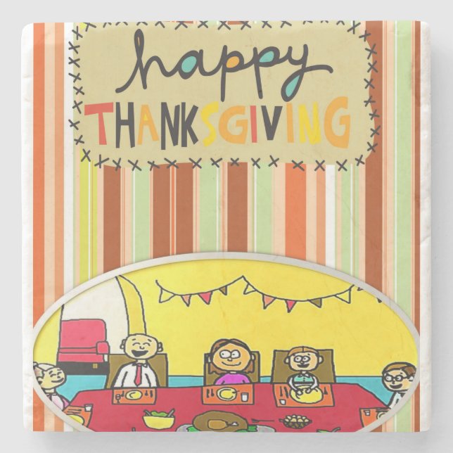 Marble Stone Coaster Thanksgiving (Front)