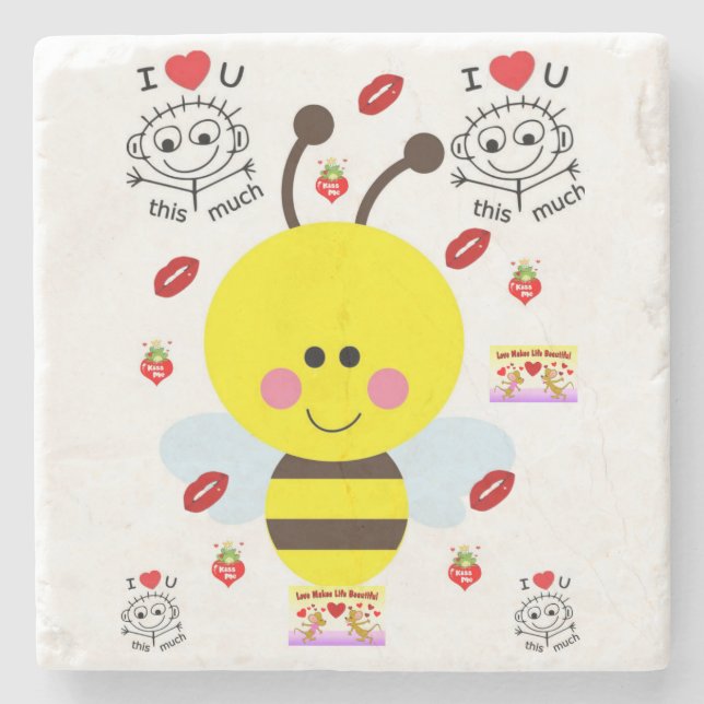 Marble Stone Coaster Valentine's Day (Front)