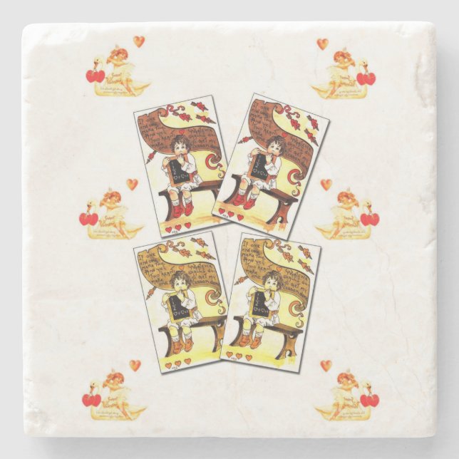 Marble Stone Coaster Valentine's Day (Front)