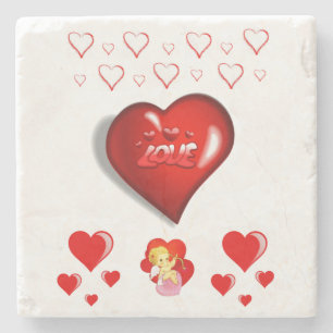 Marble Stone Coaster Valentine's Day