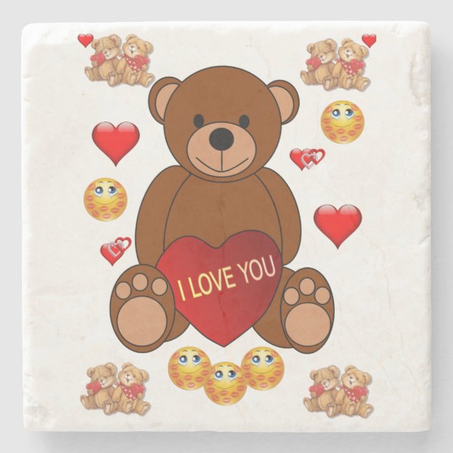 Marble Stone Coaster Valentine's Day (Front)