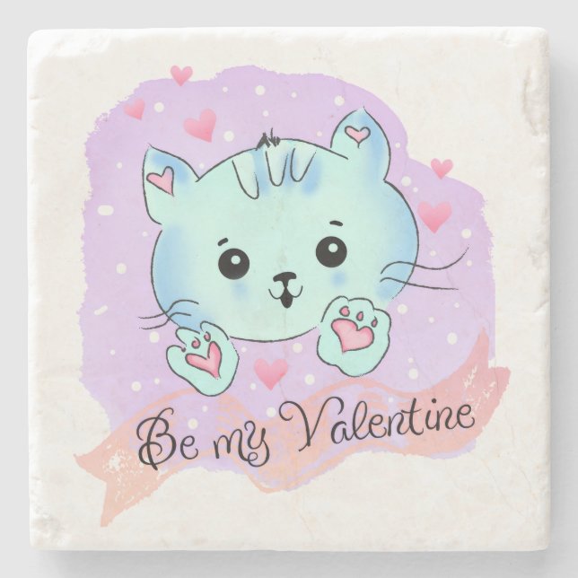 Marble Stone Coaster Valentine's Day By Mine (Front)