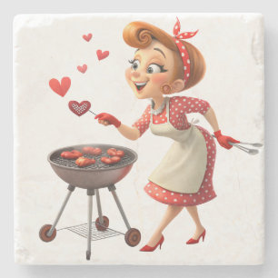 Marble Stone Coaster Valentine's Day Cooking Love 