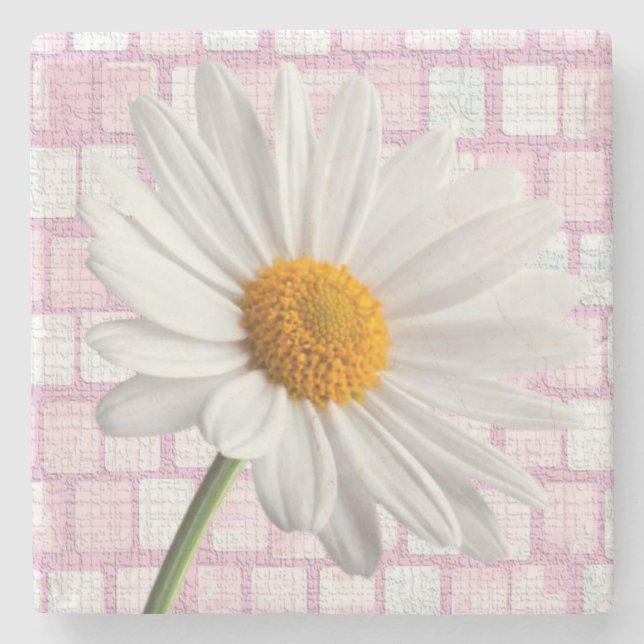 Marble Stone Coaster Valentine's Day Daisy (Front)