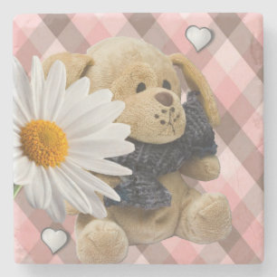 Marble Stone Coaster Valentine's Day Teddy Bear