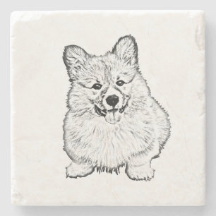 Marble Stone Coaster - Welsh Corgi