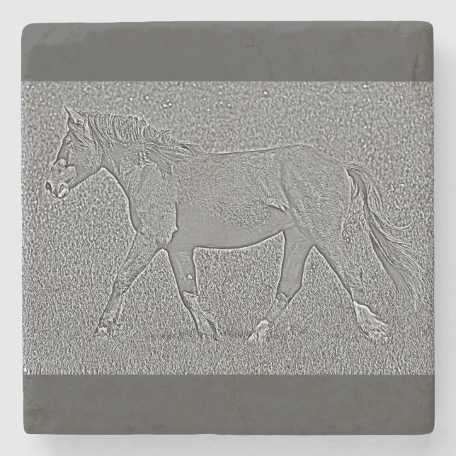 Marble Stone Coaster - Wild Horse (Front)