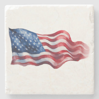 Marble stone coaster with USA flag design