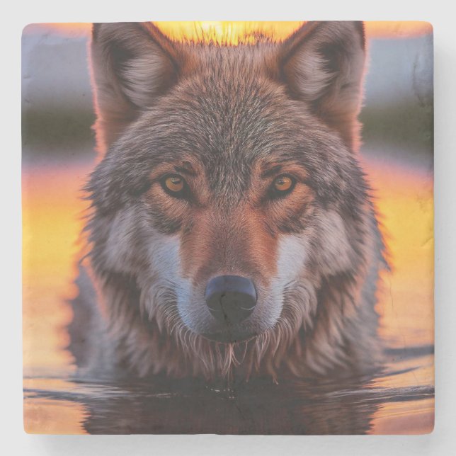 Marble Stone Coaster-Wolf Stone Coaster (Front)