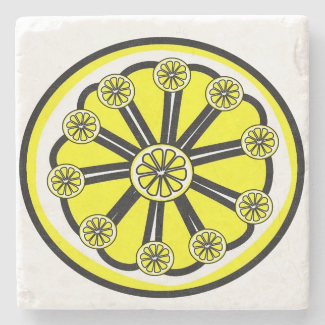 Marble Stone Coaster Yellow Lemons (Front)