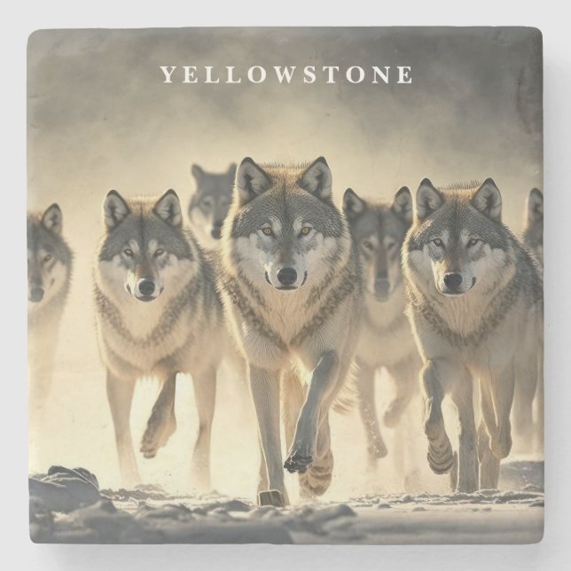 Marble Stone Coaster-Yellowstone Wolves Coaster (Front)