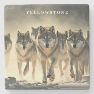 Marble Stone Coaster-Yellowstone Wolves Stone Coaster