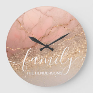 Marble Stone Family Personalized Large Clock