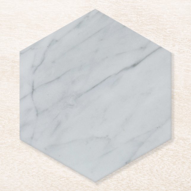 Marble Stone Hexagon Pointed Top Paper Coaster (Front)