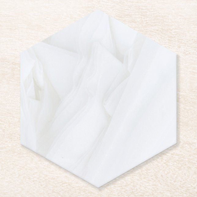Marble Stone Hexagon Pointed Top Paper Coaster (Front)
