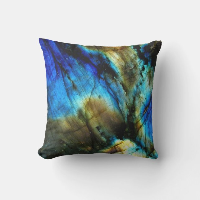 marble stone teal turquoise indigo blue agate outdoor pillow (Front)