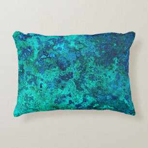 Marble stone texture look blue turquoise natural accent pillow