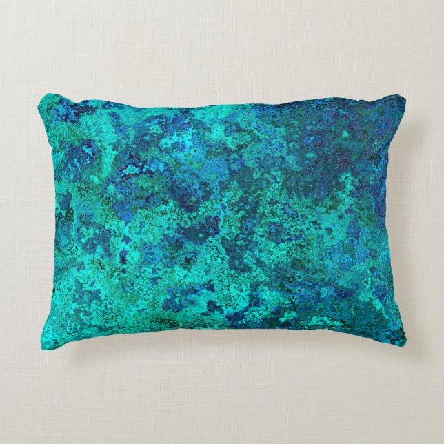 Marble stone texture look blue turquoise natural accent pillow (Front)