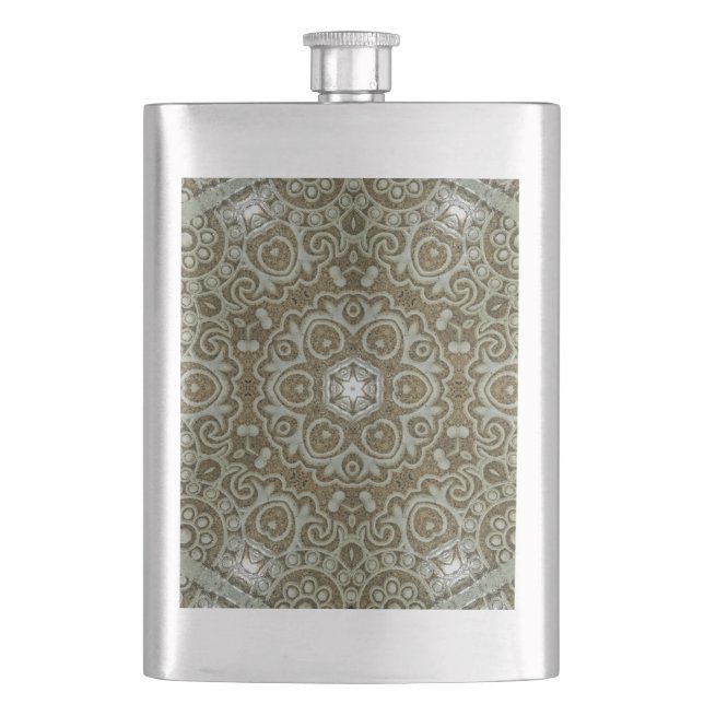 Marble Stone Texture Print Minimalist Aesthetic Hip Flask (Front)