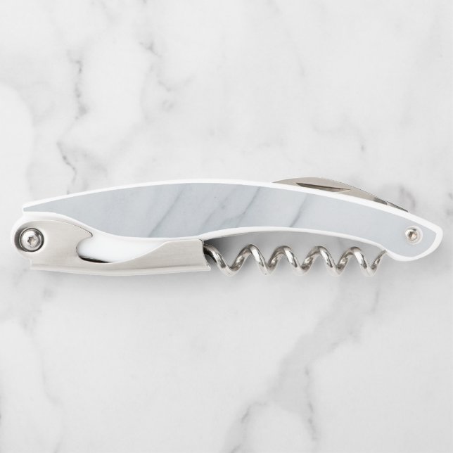 Marble Stone White Corkscrew Bottle Opener (Front)