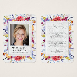 Marble Succulents Photo Memorial Prayer Card