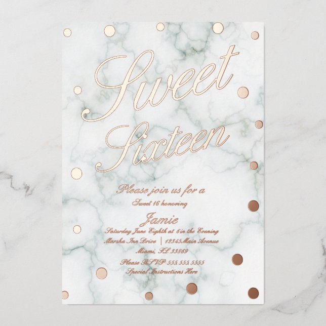 Marble Sweet Sixteen Rose Gold Pressed   (Front)