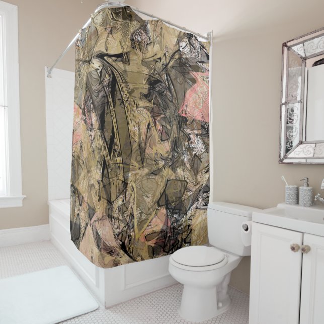 Marble Swirl Abstract Gold Rose Pink Black Modern (In Situ)