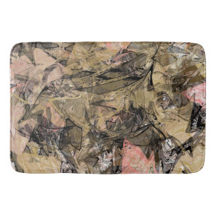 Marble Swirl Abstract Gold Rose Pink Black Modern Bath Mat