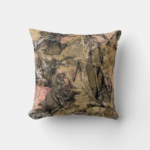 Marble Swirl Abstract Gold Rose Pink Black Modern Throw Pillow
