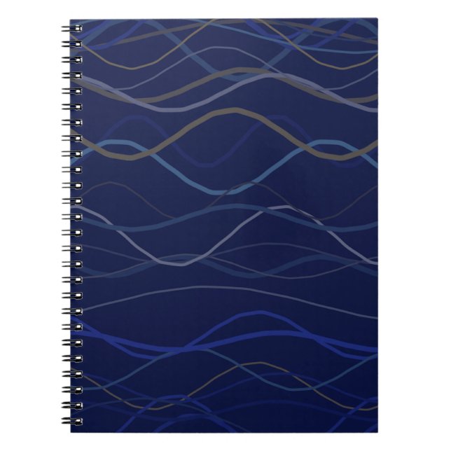 Marble Swirl Blue Gold Seamless Pattern Notebook (Front)