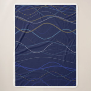 Marble Swirl Blue Gold Seamless Pattern Sherpa Blanket