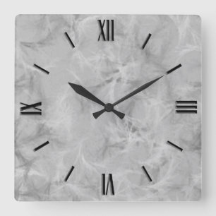 Marble Swirl Print in Soft Grey Framed Square Wall Clock
